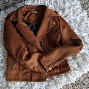 Jou Jou Brown Suede Moto Jacket